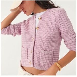 ba&sh gaspard‎ cardigan purple Size Medium Preppy Knit tweed